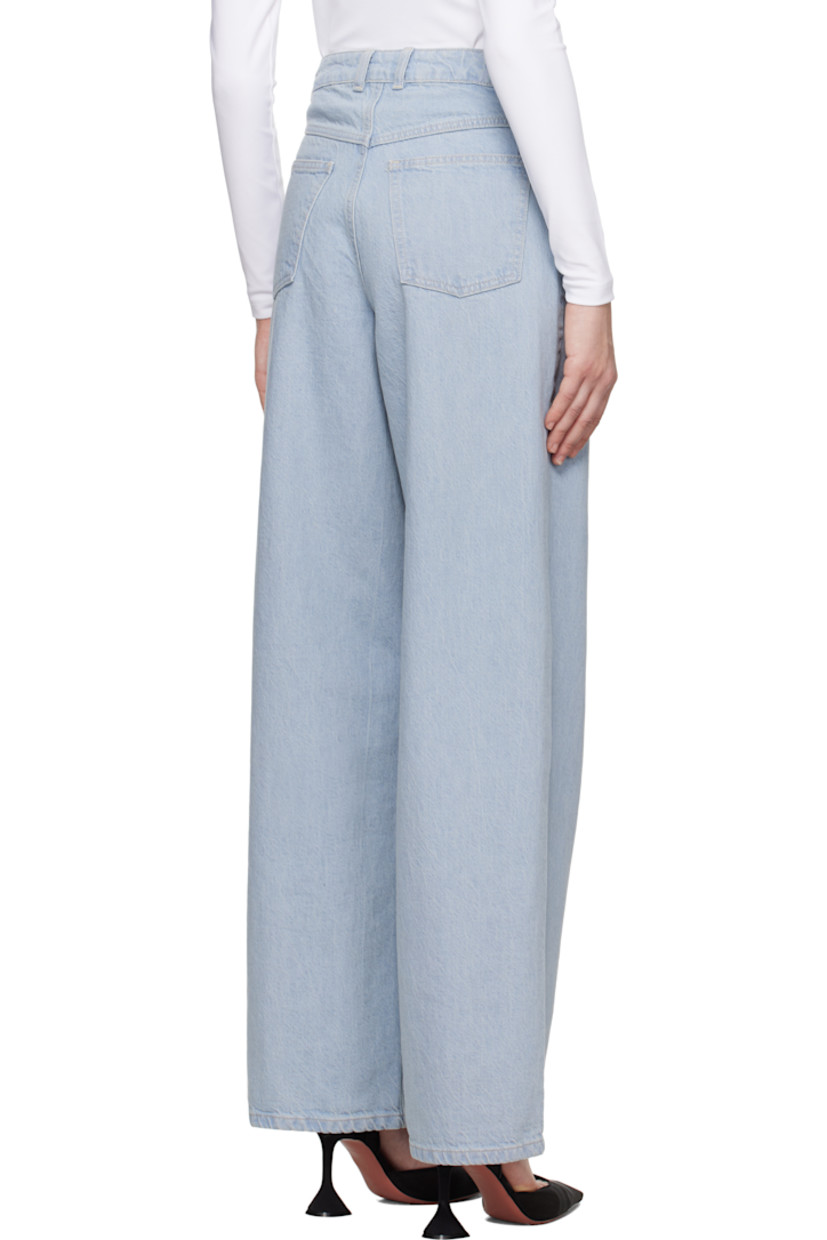 Non-stretch organic cotton denim jeans. 

· Wide-leg
· High-rise
· Belt loops
· Five-pocket styling
· Zip fly
· Logo flag at back pocket
· Logo-engraved silver-tone hardware
· Contrast stitching in off-white

Supplier color: Subdued blue