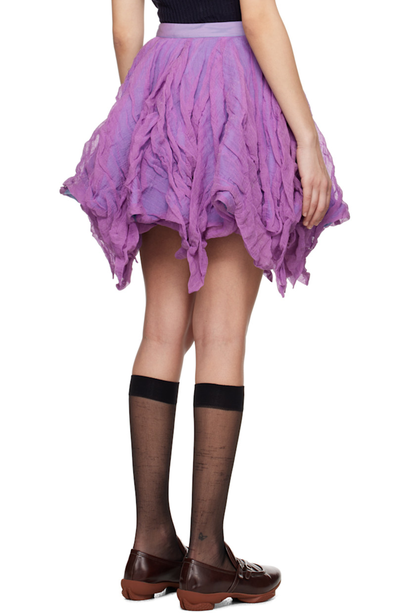 Crinkled cotton- and silk-blend organza midi skirt. Metallic thread detailing throughout.

· Asymmetric hem
· Concealed zip closure at side seam
· Full cotton voile lining

Supplier color: Lilac/Smoke grey