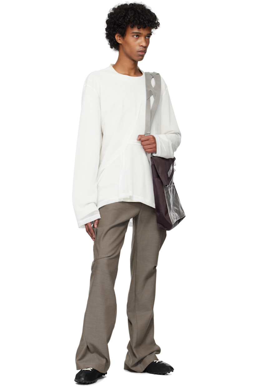 Cotton jersey and semi-sheer polyester mesh T-shirt.

· Layered construction
· Rib-knit trim at crewneck
· Pleated detailing at front
· Striped grosgrain trim at vented side seam

Supplier color: Off white/White