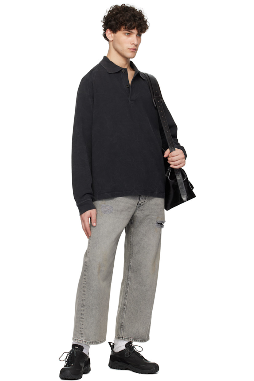 Non-stretch regenerative- and organic cotton-blend denim jeans. Fading and distressing throughout.

· Wide-leg
· Belt loops
· Five-pocket styling
· Button fly
· Dropped inseam
· Cropped legs
· Logo patch at back waistband
· Logo-engraved silver-tone hardware
· Contrast stitching in black

Supplier color: Grey vintage