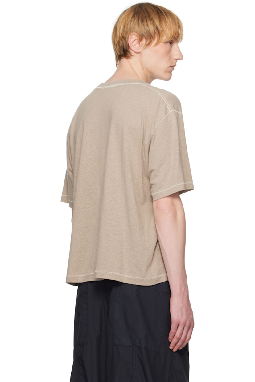 Brushed hemp- and organic cotton-blend jersey T-shirt.

· Rib-knit crewneck
· Cropped hem
· Dropped shoulders
· Contrast stitching in off-white

Supplier color: Vintage khaki