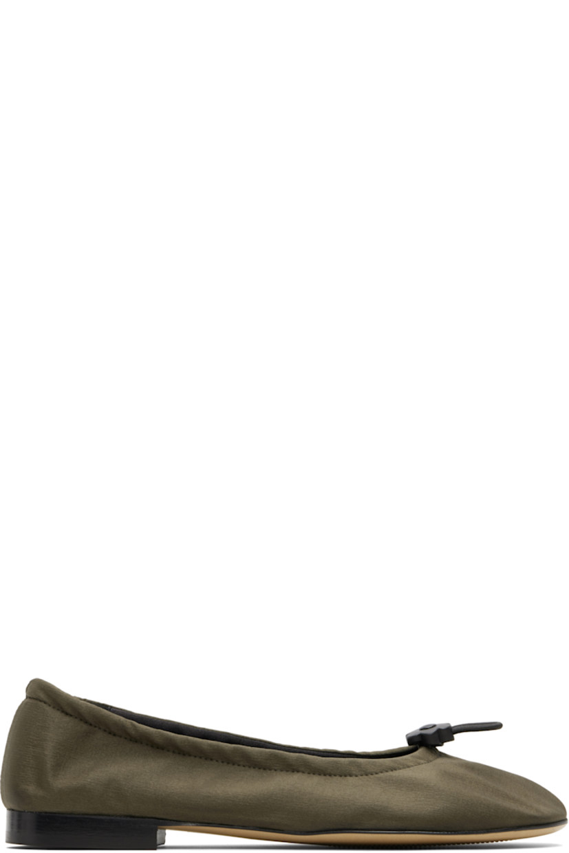 Nylon taffeta ballerina flats.

· Butterfly Mark-certified
· Logo hardware at bungee-style drawstring
· Satin lining
· Tunit sole

Supplier color: Olive