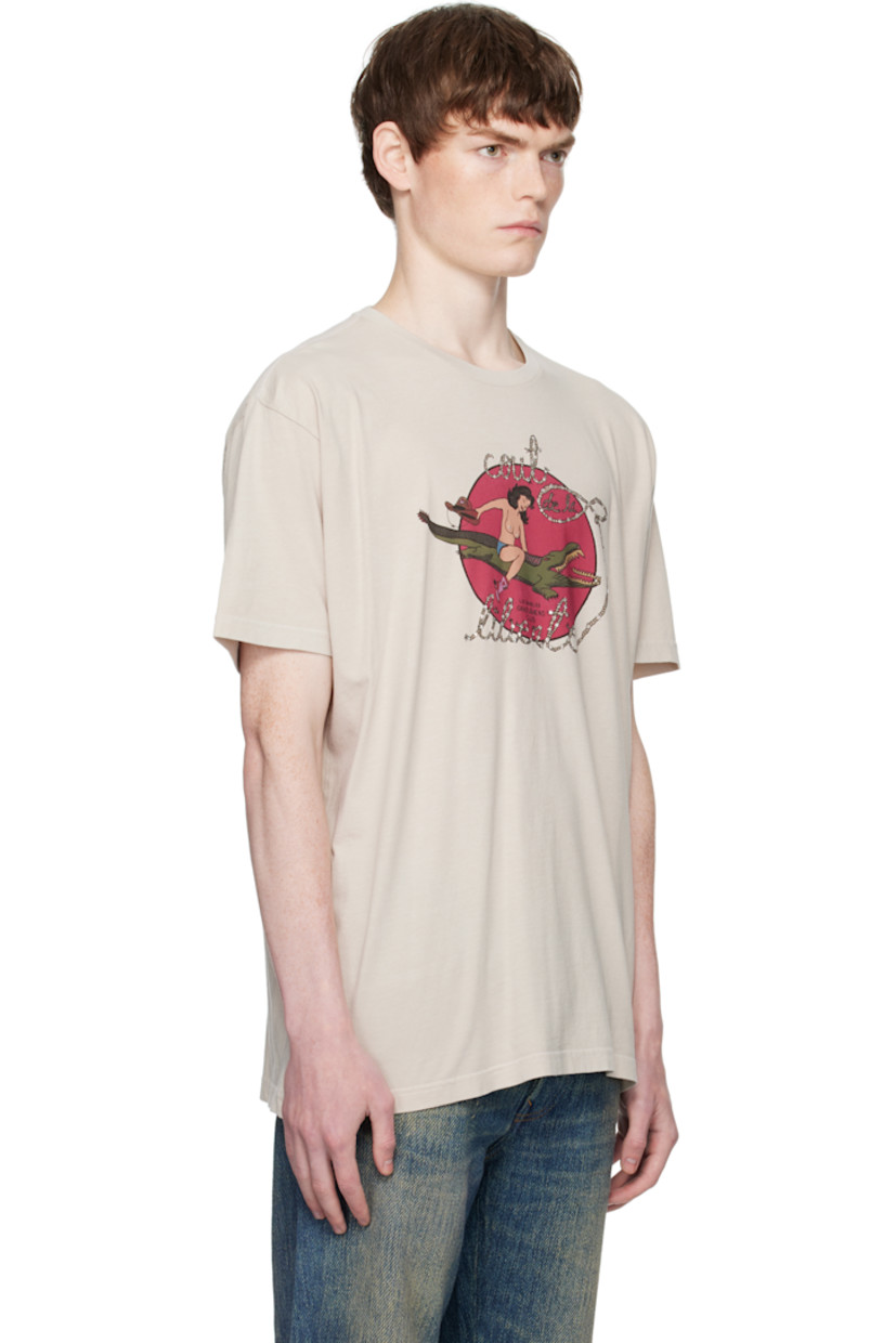 Cotton jersey T-shirt.

· Rib-knit crewneck
· Logo graphic with crystal-cut accents at front

Supplier color: Pumice