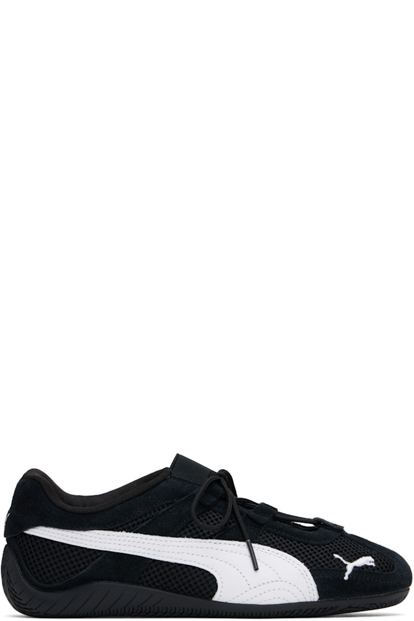 Low-top mesh and suede sneakers in black. 

· Cutout and lace-up closure at vamp
· Elasticized strap at padded collar
· Quilted Formstrip at sides
· Logo embroidered at outer side and heel tab
· Cushioned OrthoLite® footbed
· Mesh lining
· Treaded rubber sole

Supplier color: PUMA black/PUMA white