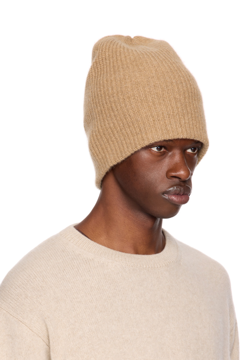 Rib-knit cashmere beanie.

· Handcrafted
· Double-faced heavyweight

Supplier color: Camel