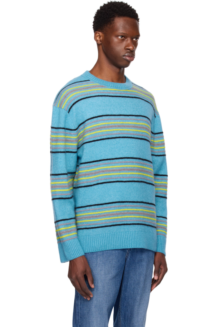 Hand-knit cashmere- and cotton-blend sweater. Stripes throughout. 

· Rib-knit crewneck, hem, and cuffs
· Dropped shoulders

Supplier color: Azure stripe