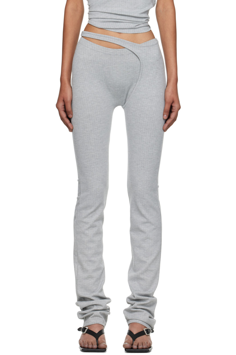 Stretch jersey leggings.

· Pinstripes throughout
· Modified overlay with cutout at elasticized waistband

Supplier color: Grey pinstripe