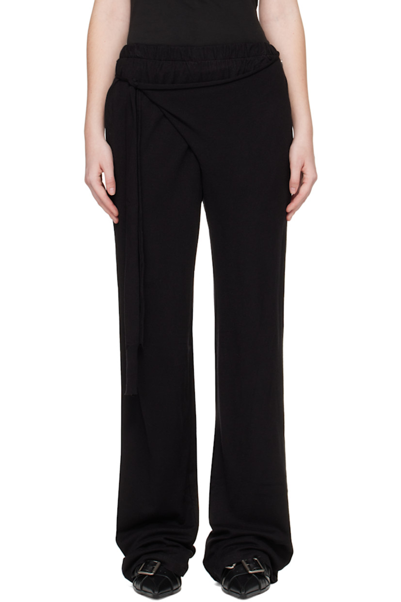 Knit viscose-blend lounge pants. 

· Elasticized waistband
· Two-pocket styling
· Self-tie straps and logo plaque at waistband

Supplier color: Black