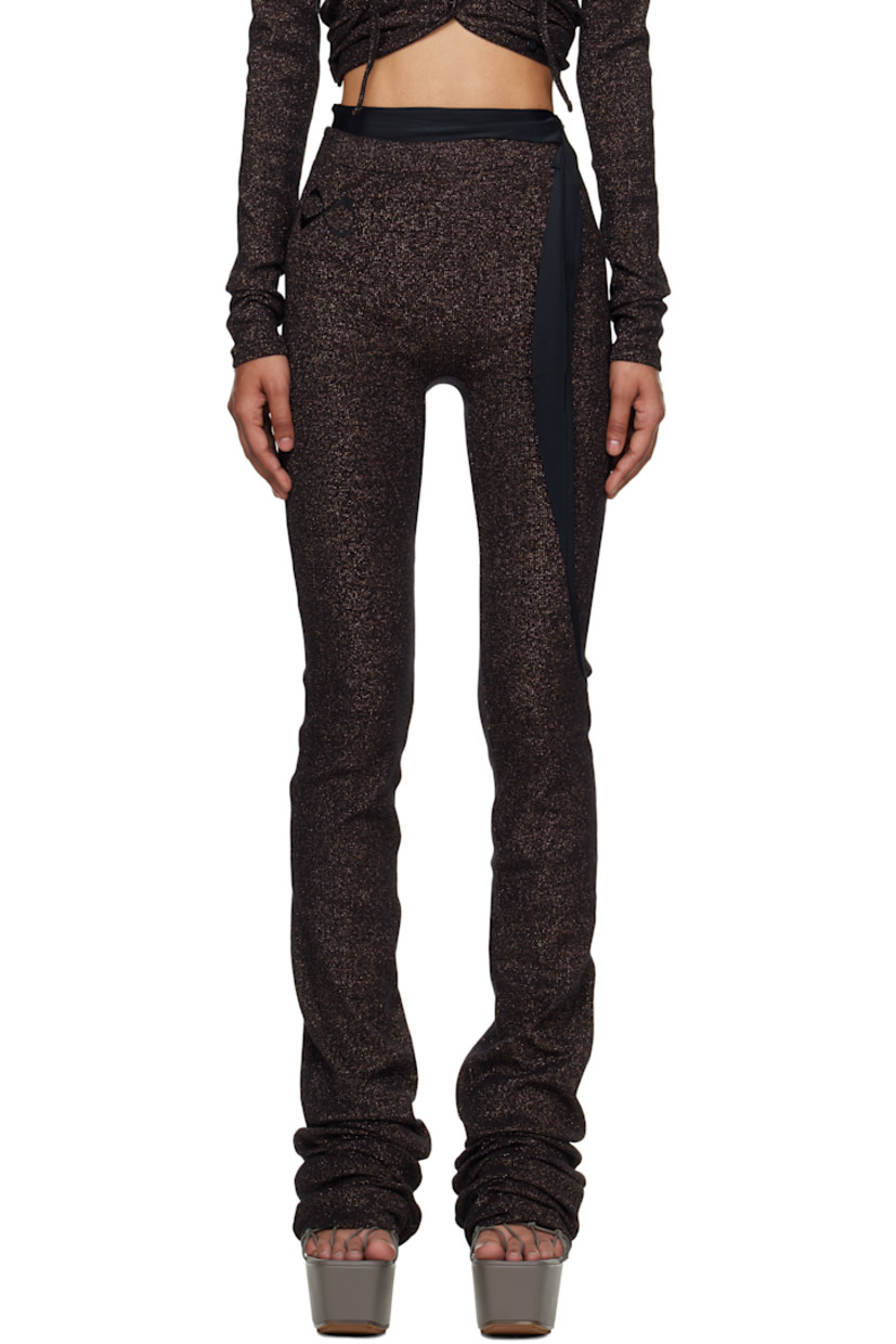 Rib-knit stretch cotton-blend lounge pants.

· Metallic thread detailing throughout
· Jersey trim at elasticized waistband and outseam
· Logo embroidered at front

Supplier color: Black/Bronze glitter