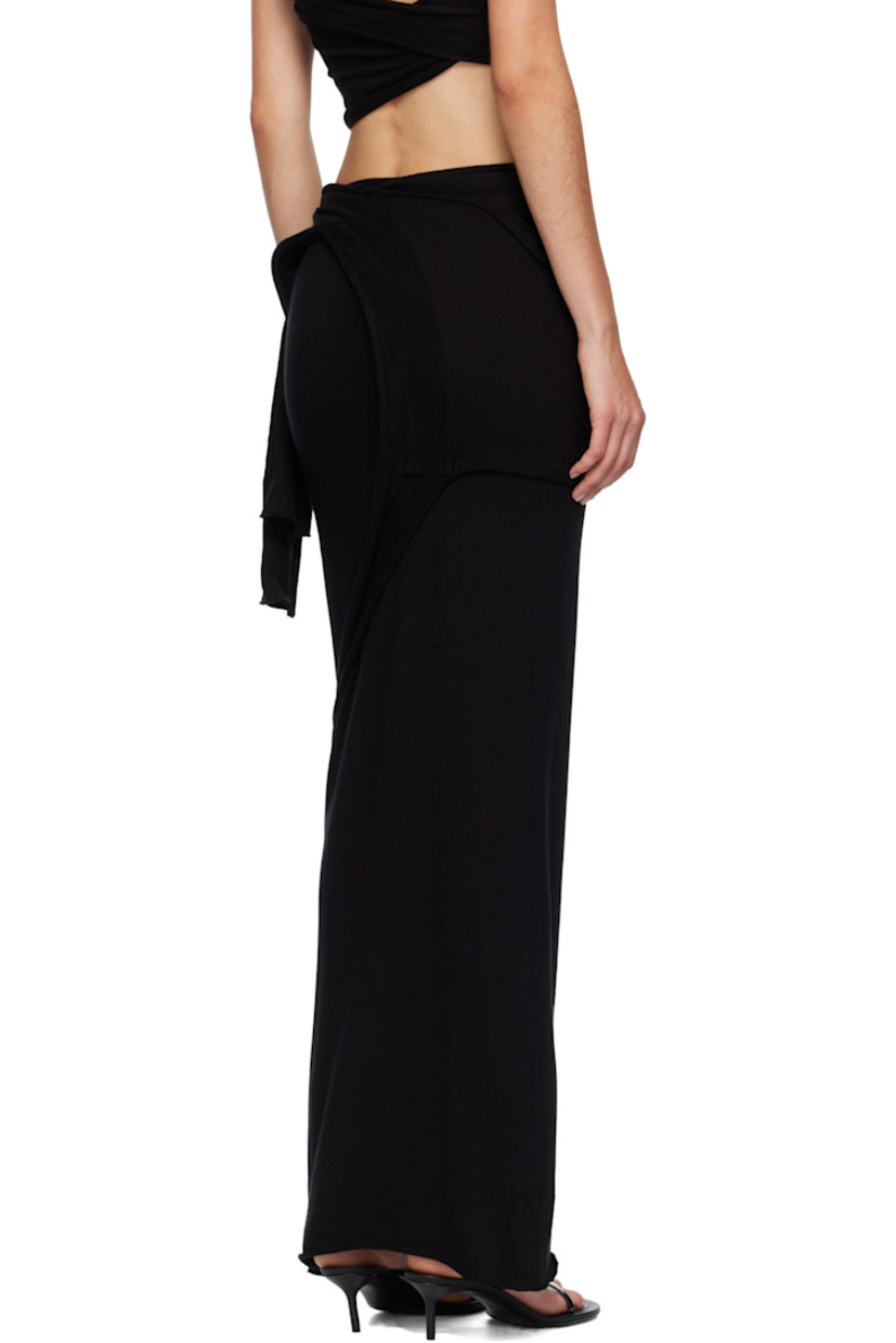 Knit viscose-blend maxi skirt.

· Raw edges throughout
· Draped and asymmetrical construction
· Extended trim at side seams
· Gathering at back

Supplier color: Black