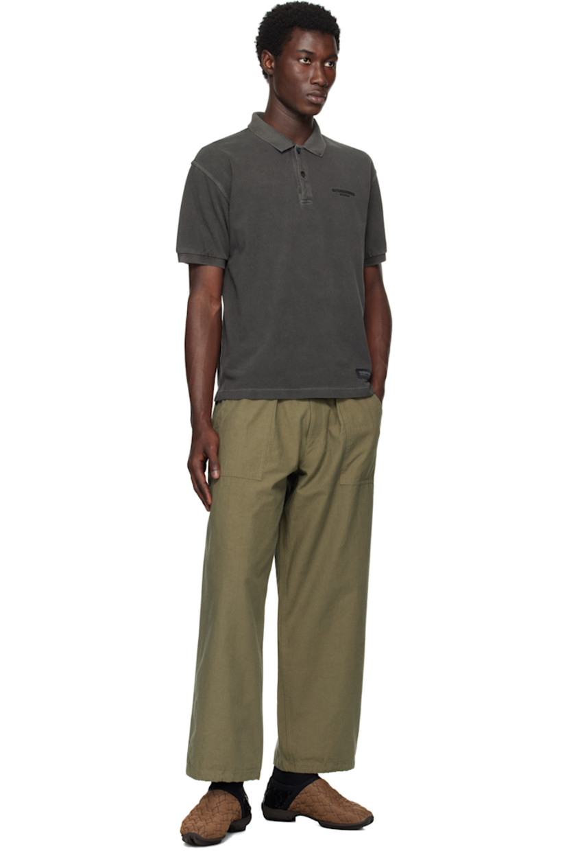 Cotton- and linen-blend twill trousers.

· Straight-fit
· Belt loops
· Four-pocket styling
· Zip fly
· Logo flag at front pocket
· Drawstring at cuffs

Supplier color: Olive Drab