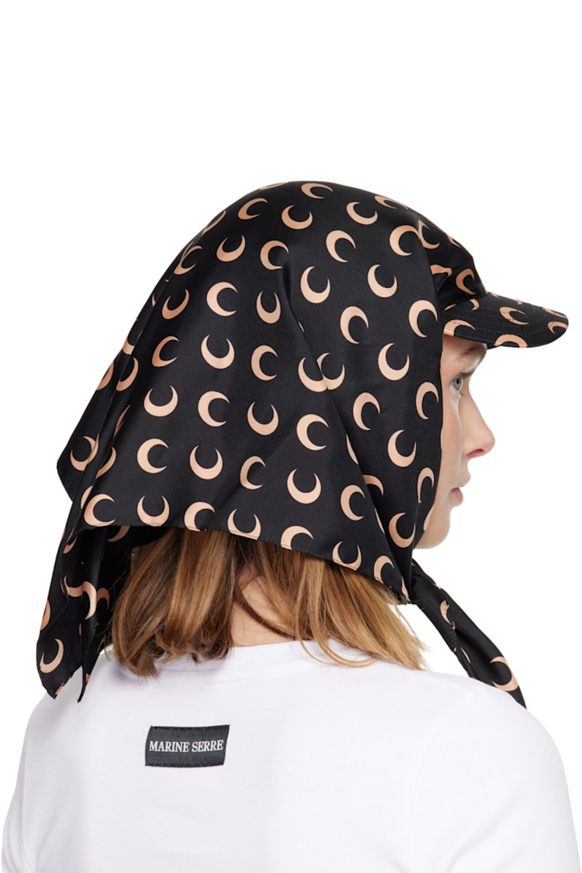 Silk satin cap.

· Headscarf-style construction
· Logo pattern throughout
· Curved brim
· Elasticized headband
· Bandana-style self-tie fastening at back
· Unlined

Supplier color: Inverse tan