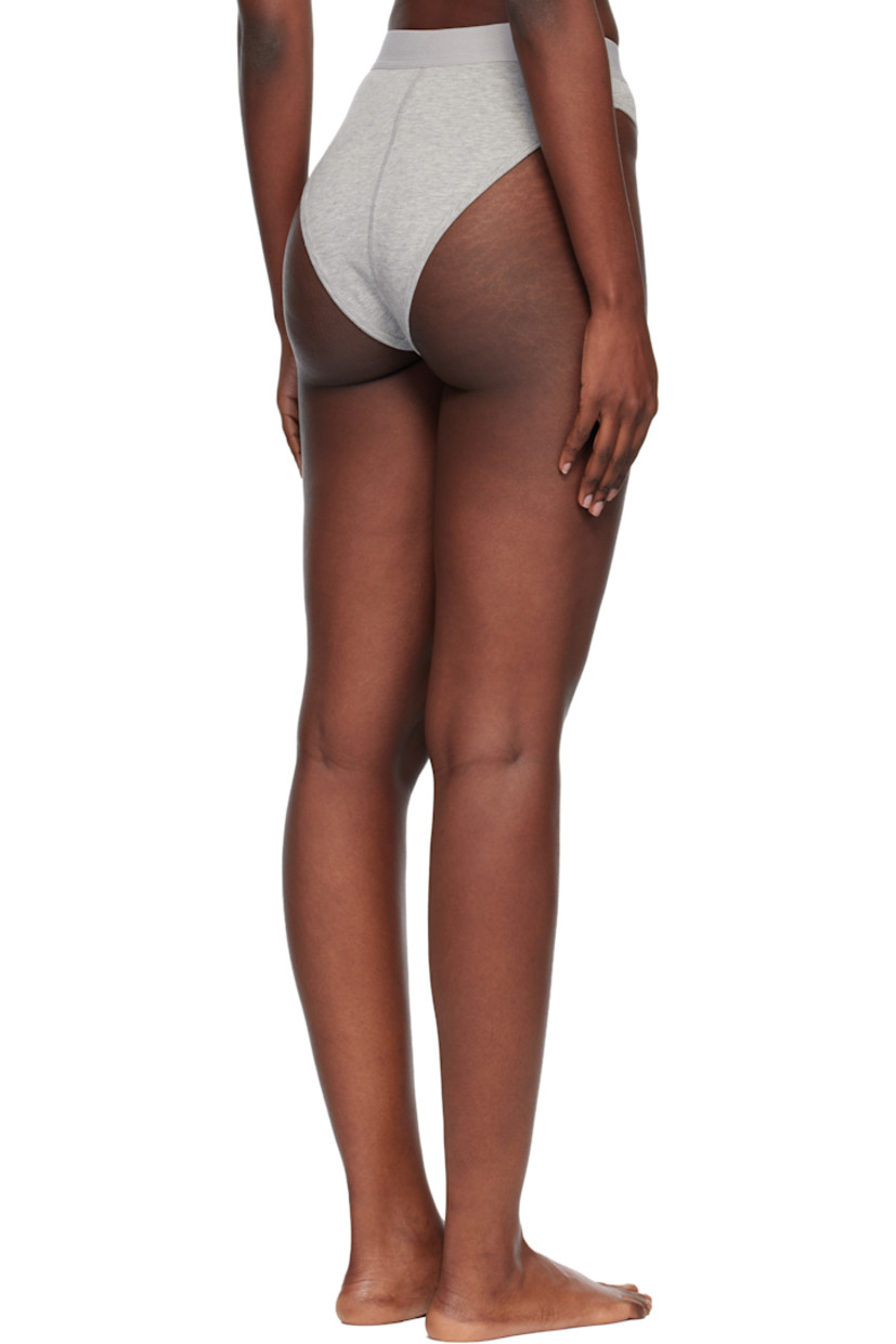Stretch organic cotton jersey briefs.

· High-rise
· Logo patch at elasticized waistband
· Logo embroidered at front

Supplier color: Grey