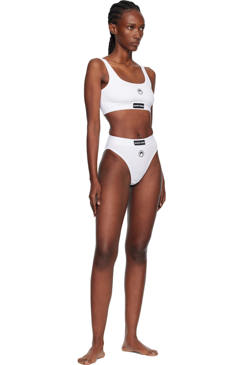Stretch organic cotton jersey briefs.

· High-rise
· Logo patch at elasticized waistband
· Logo embroidered at front

Supplier color: White