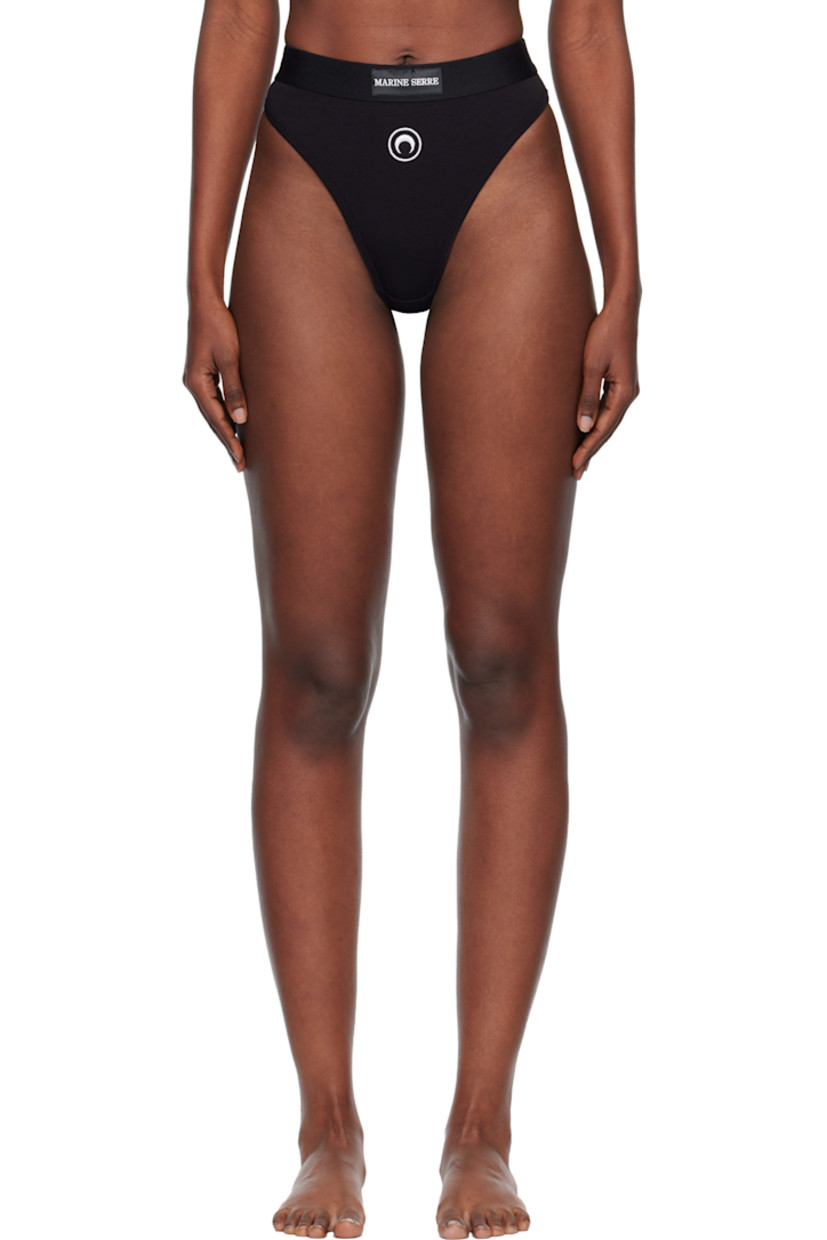Stretch organic cotton jersey briefs.

· High-rise
· Logo patch at elasticized waistband
· Logo embroidered at front

Supplier color: Black