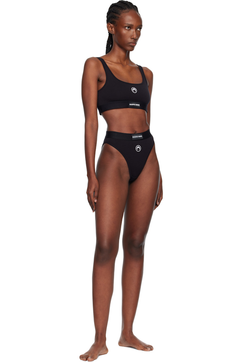 Stretch organic cotton jersey briefs.

· High-rise
· Logo patch at elasticized waistband
· Logo embroidered at front

Supplier color: Black
