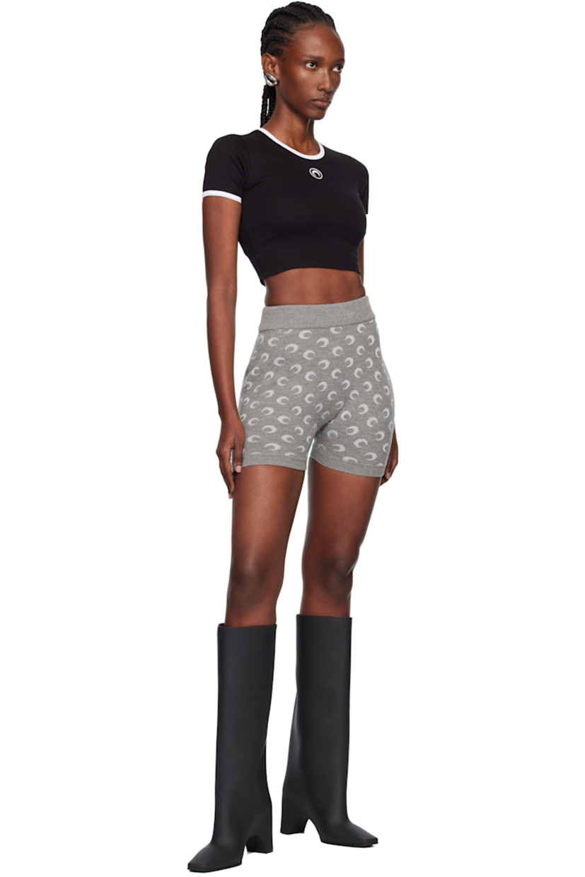 Knit virgin wool-blend shorts.

· Jacquard logo pattern throughout
· Rib-knit elasticized waistband and cuffs

Supplier color: Misty grey