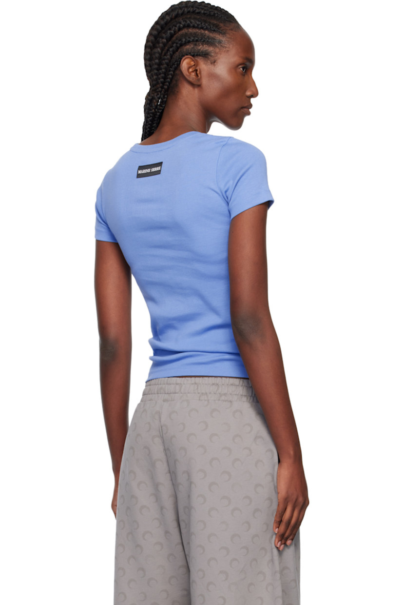 Rib-knit organic cotton T-shirt.

· Crewneck
· Logo embroidered at chest
· Logo patch at back collar

Supplier color: Moon logo jersey blue bonnet