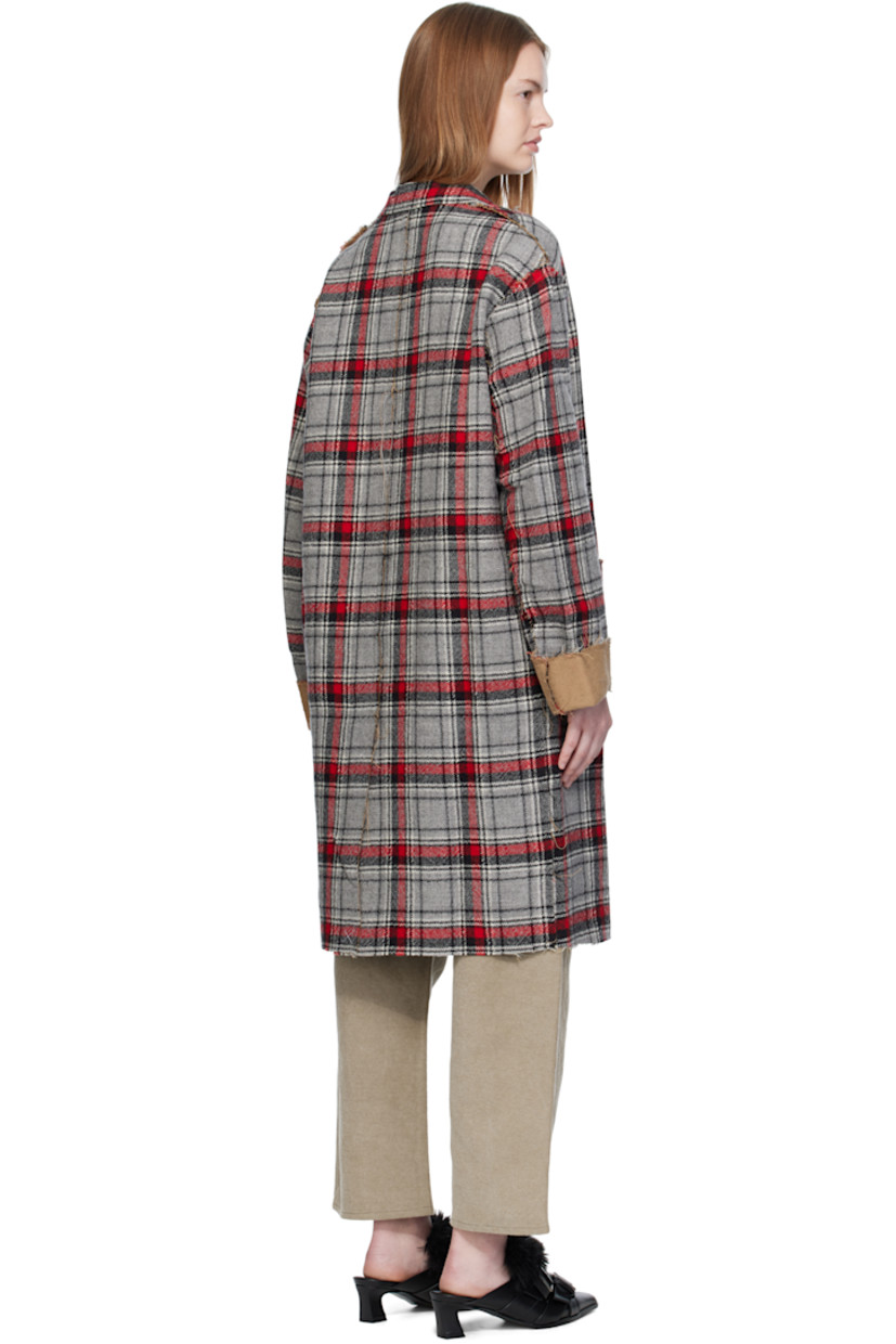Reversible cotton- and wool-blend flannel coat.

Reverse in beige broken twill.

· Plaid pattern and raw edges throughout
· Notched lapel
· Button closure
· Patch pockets at front and interior
· Leather logo patch at inner pocket
· Dropped shoulders
· Rolled cuffs
· Central vent at back hem

Supplier color: Red/Grey plaid