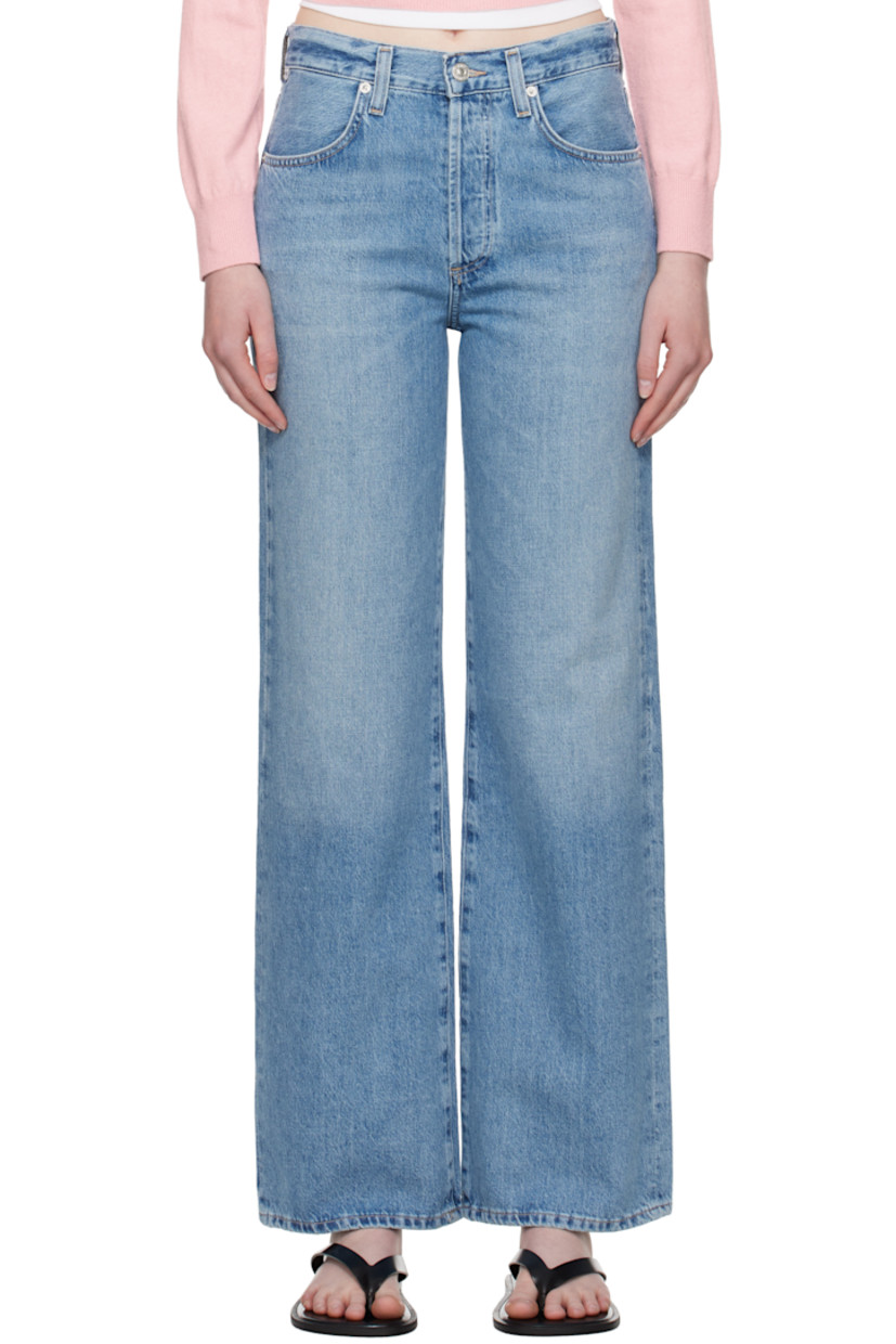 Lightweight non-stretch denim jeans. Fading and whiskering throughout.

· Wide-leg
· High-rise
· Belt loops
· Four-pocket styling
· Button fly
· Logo patch at back waistband
· Logo-engraved silver-tone hardware 
· Contrast stitching in tan

Part of the HUMANITY collection.

Supplier color: Meuse