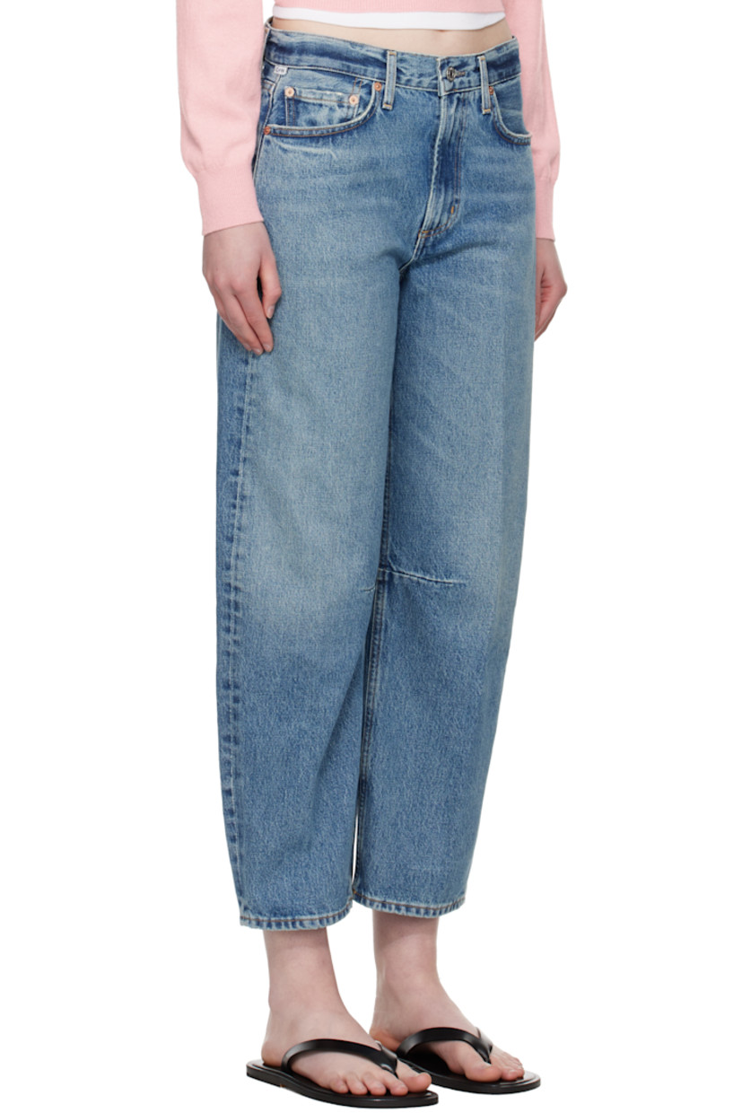 Non-stretch regenerative cotton denim jeans. Fading, whiskering, and subtle distressing throughout. 

· Loose-fit, tapered 
· Belt loops
· Five-pocket styling
· Button fly
· Darts at knees 
· Cropped legs 
· Logo patch at back waistband 
· Logo-engraved silver- and bronze-tone hardware 
· Contrast stitching in tan

Part of the HUMANITY collection.

Supplier color: Pacifica