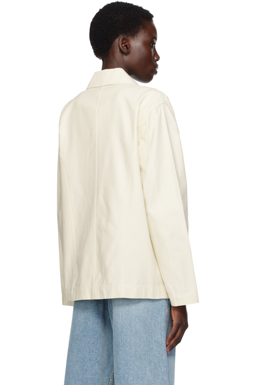 Cotton canvas jacket.

· Spread collar
· Button closure
· Patch pocket at chest

Supplier color: Ivory