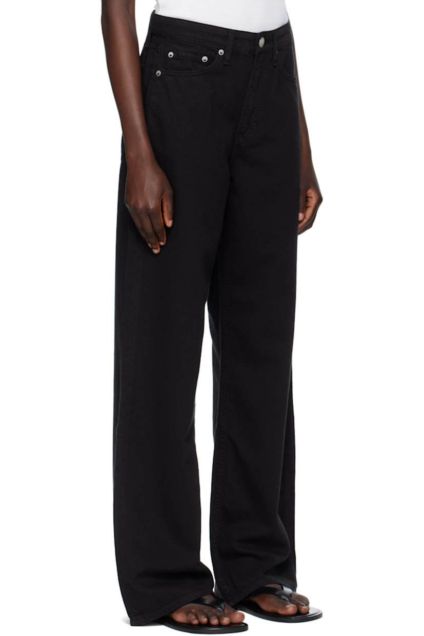 Lightweight non-stretch organic cotton- and recycled lyocell-blend denim jeans.

· Wide-leg
· Mid-rise
· Belt loops
· Five-pocket styling
· Zip fly
· Logo patch at back waistband
· Logo embroidered at back pocket

Supplier color: Black