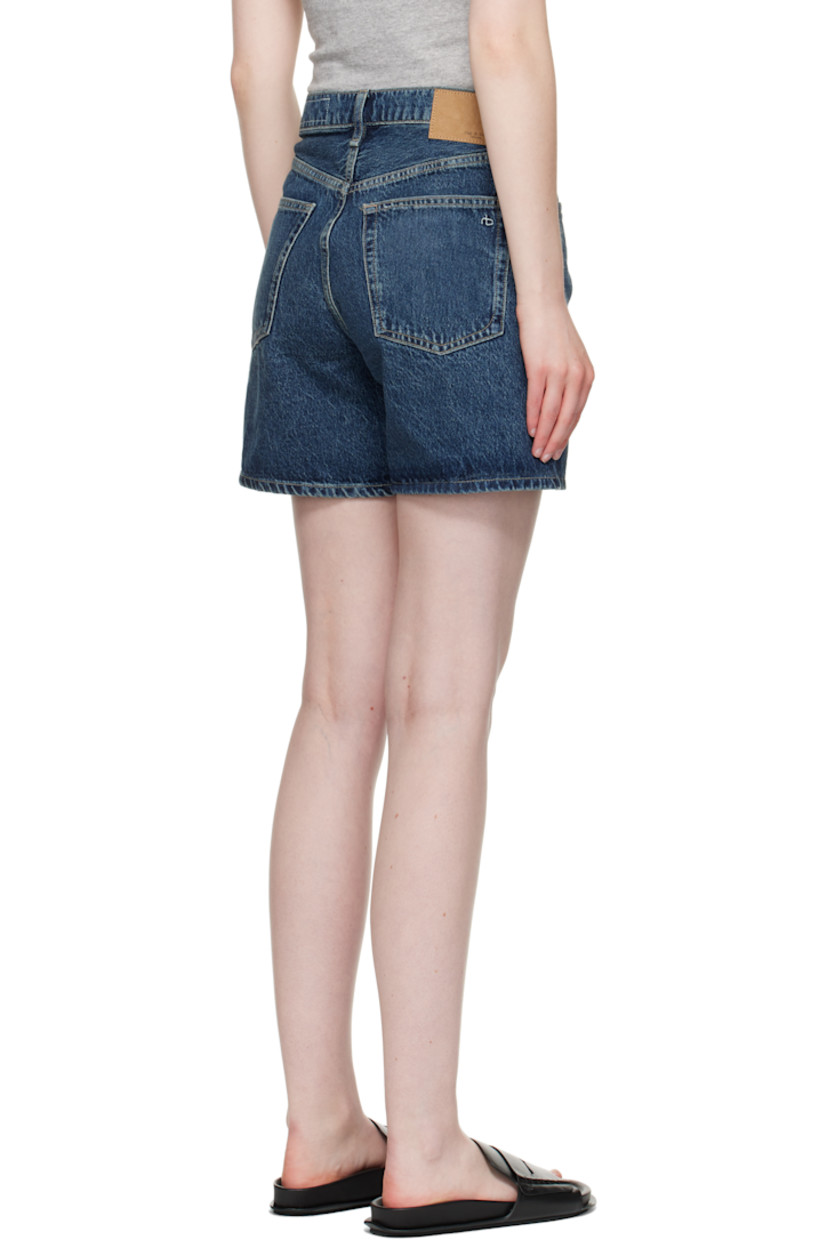 Non-stretch denim shorts. Fading and whiskering throughout. 

· High-rise 
· Belt loops
· Five-pocket styling
· Zip fly 
· Logo patch at back waistband
· Logo embroidered at back pocket
· Contrast stitching in tan

Supplier color: Adeline