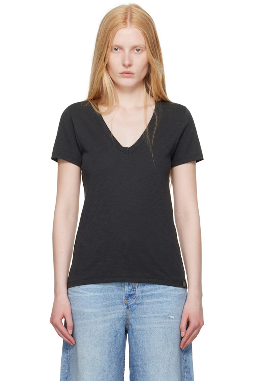 Slub pima cotton jersey T-shirt. 

· Rib-knit crewneck
· Logo flag at front hem 

Supplier color: Black