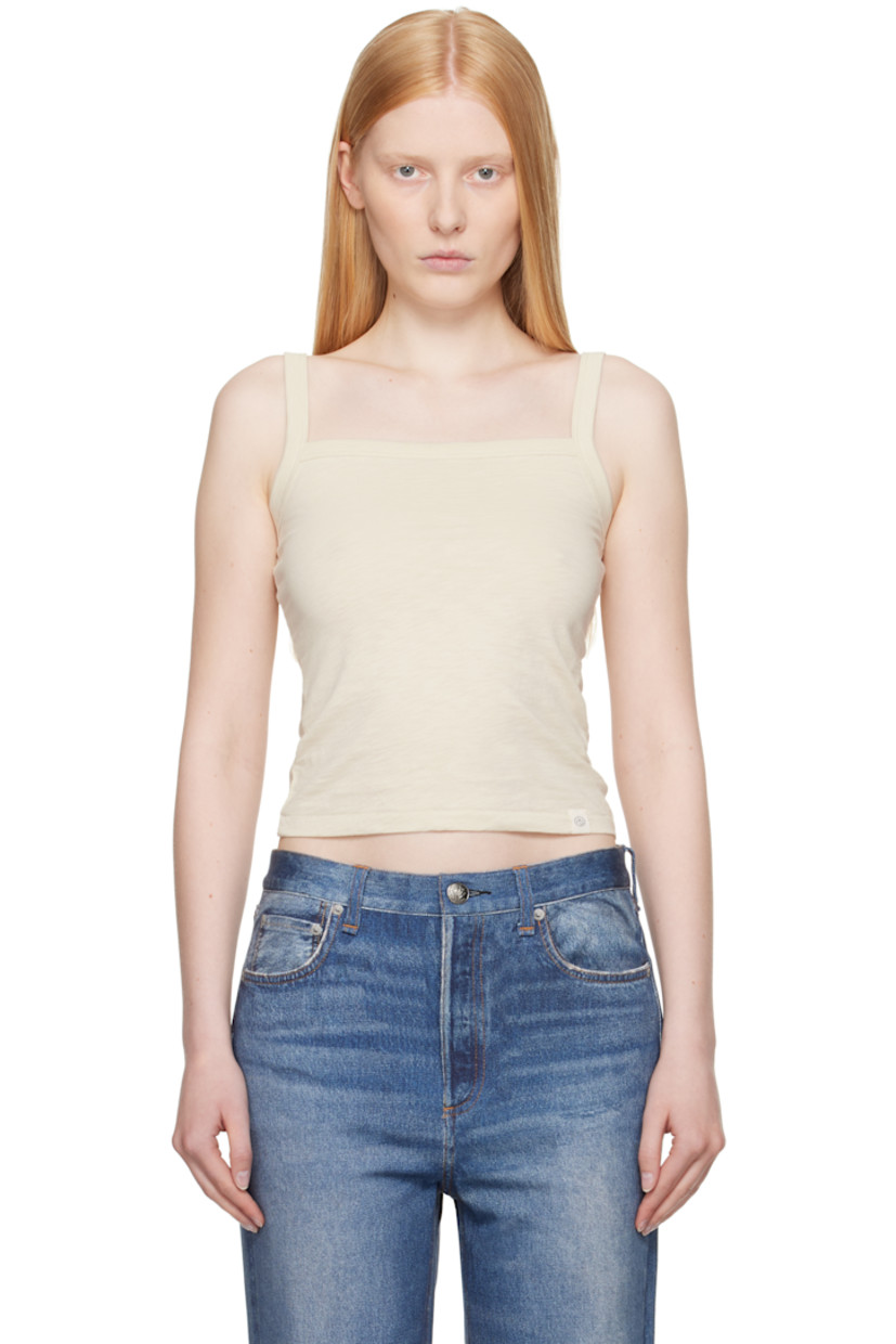 Slub organic cotton jersey tank top.

· Rib-knit square neck and armscyes
· Logo flag at front hem

Supplier color: Oatmeal