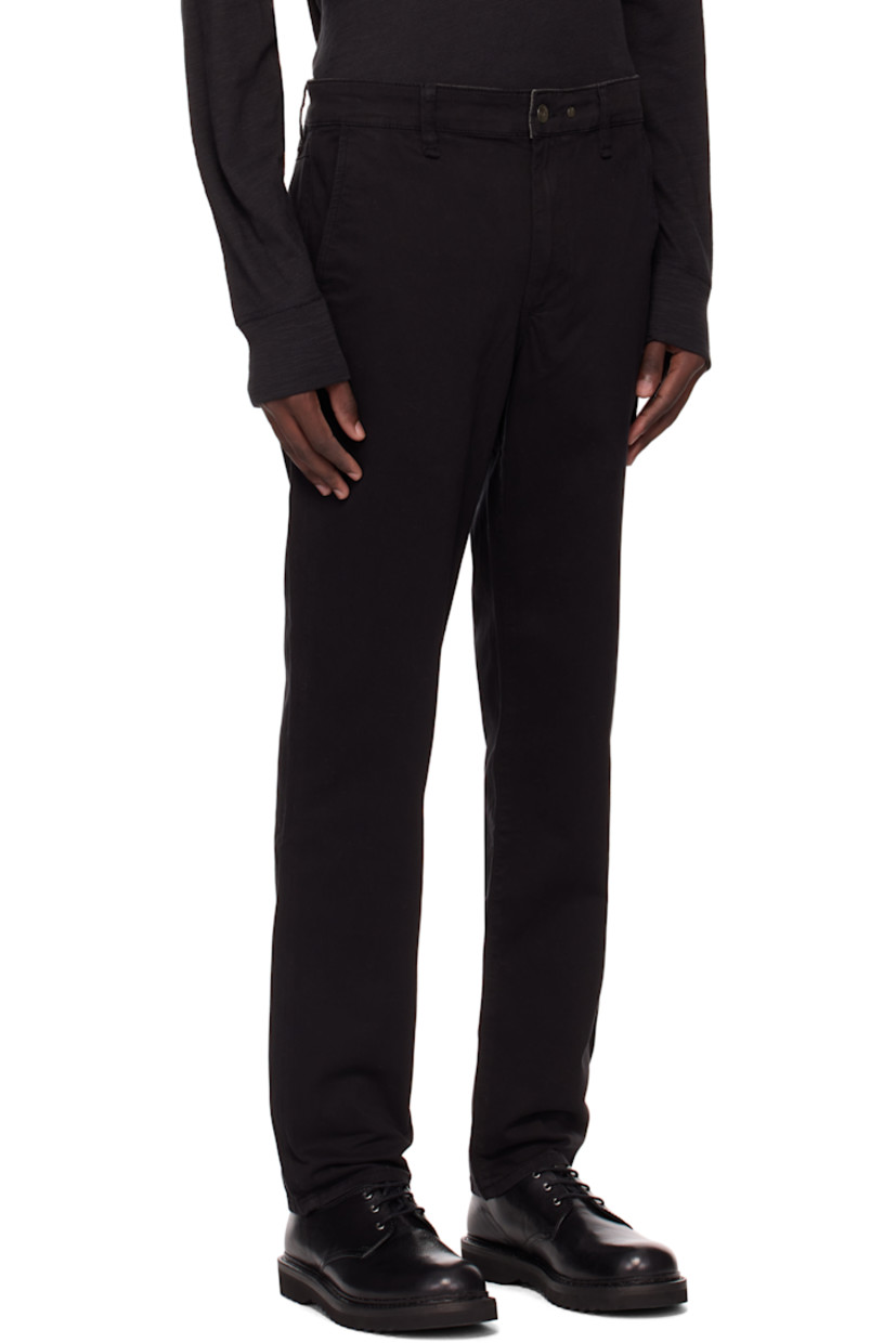 Slim-fit stretch cotton twill trousers. 

· Mid-rise
· Belt loops
· Four-pocket styling
· Zip fly 

Supplier color: Black