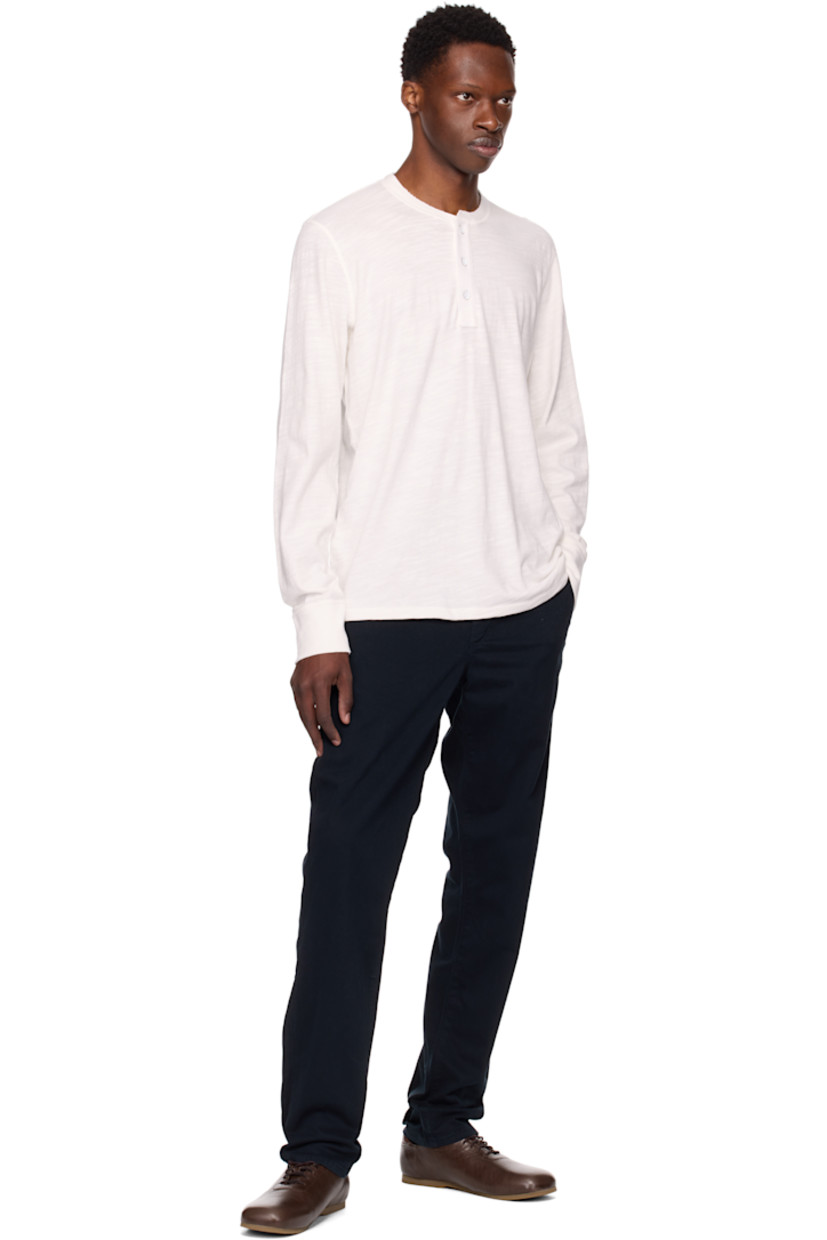 Slub Tangϋis cotton jersey henley. 

· Raw edge at rib-knit crewneck
· Three-button placket

Supplier color: White