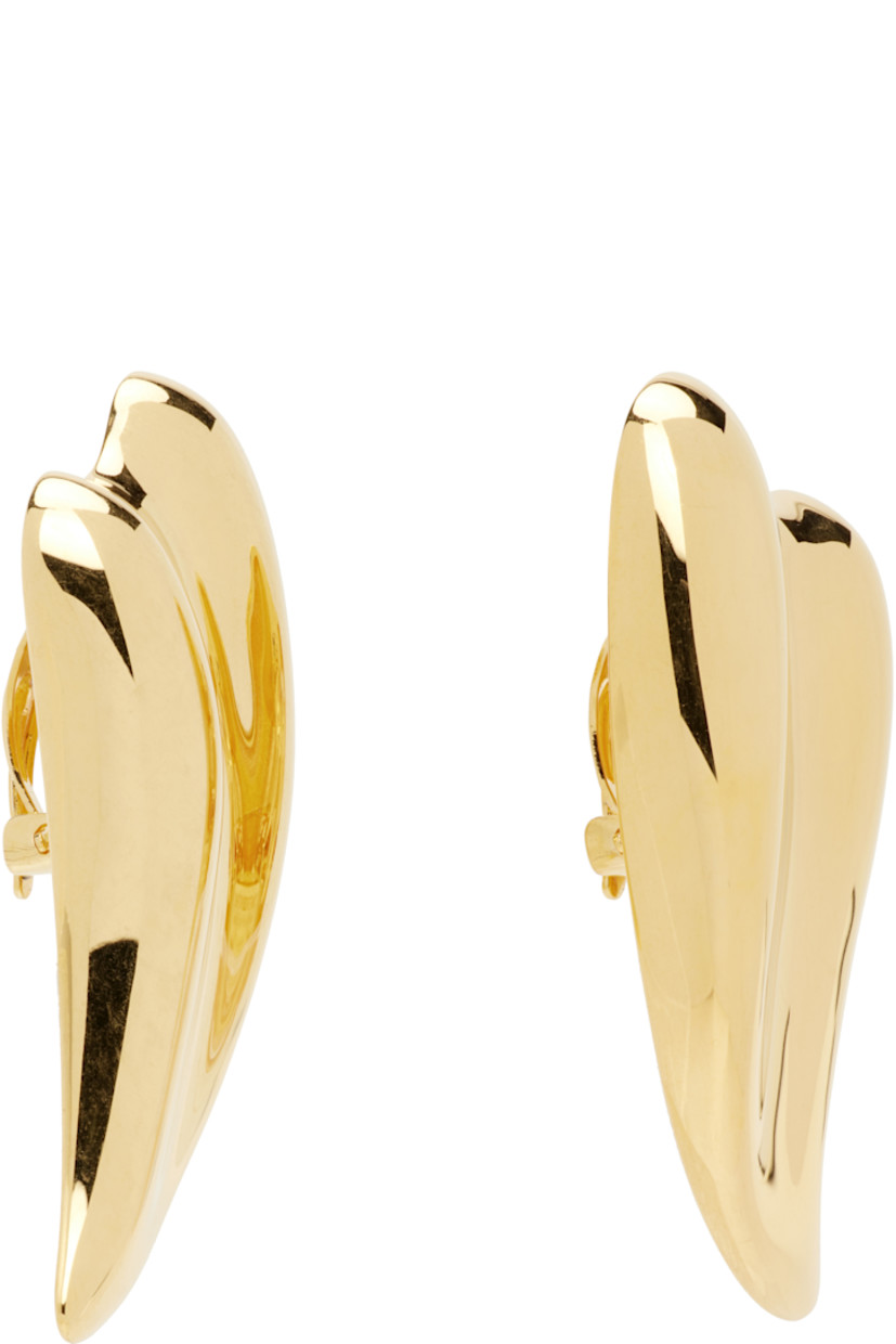 Pair of drop earrings in gold-tone brass.

· Clip-on fastening 
· H2.25" x W1"

Supplier color: Vintage gold