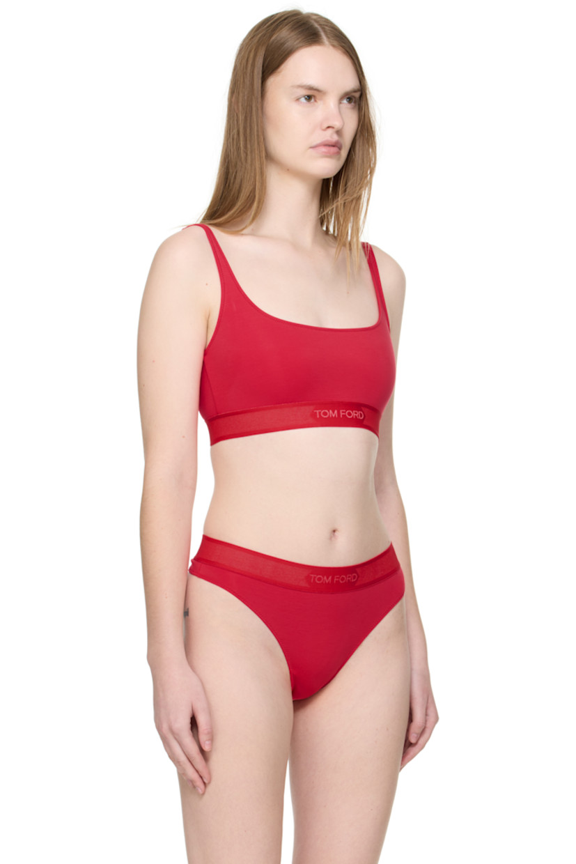 Stretch modal jersey bralette.

· Scoop neck
· Jacquard logo at elasticized hem
· Integrated shoulder straps
· Low back

Supplier color: Scarlet
