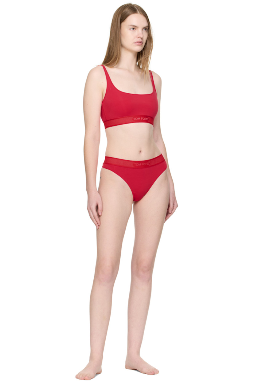 Stretch modal jersey bralette.

· Scoop neck
· Jacquard logo at elasticized hem
· Integrated shoulder straps
· Low back

Supplier color: Scarlet