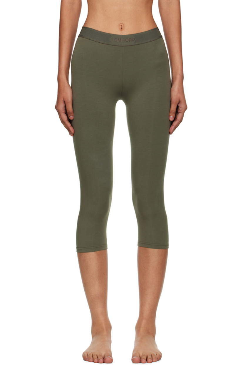 Stretch modal jersey leggings.

· Jacquard logo at elasticized waistband
· Cropped leg

Supplier color: New military