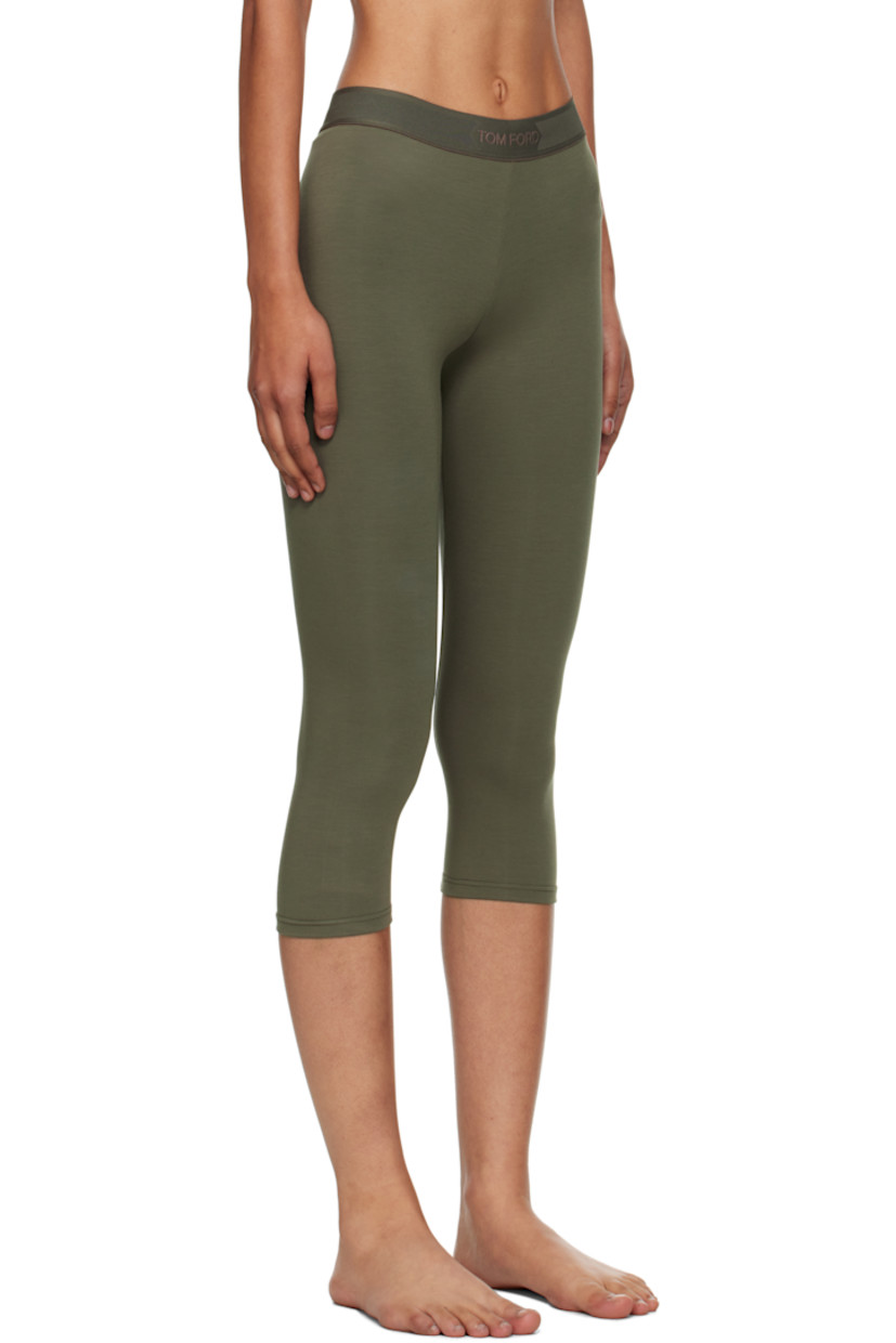 Stretch modal jersey leggings.

· Jacquard logo at elasticized waistband
· Cropped leg

Supplier color: New military