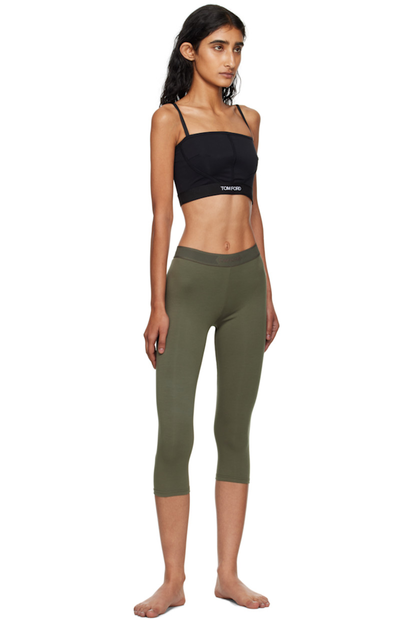 Stretch modal jersey leggings.

· Jacquard logo at elasticized waistband
· Cropped leg

Supplier color: New military