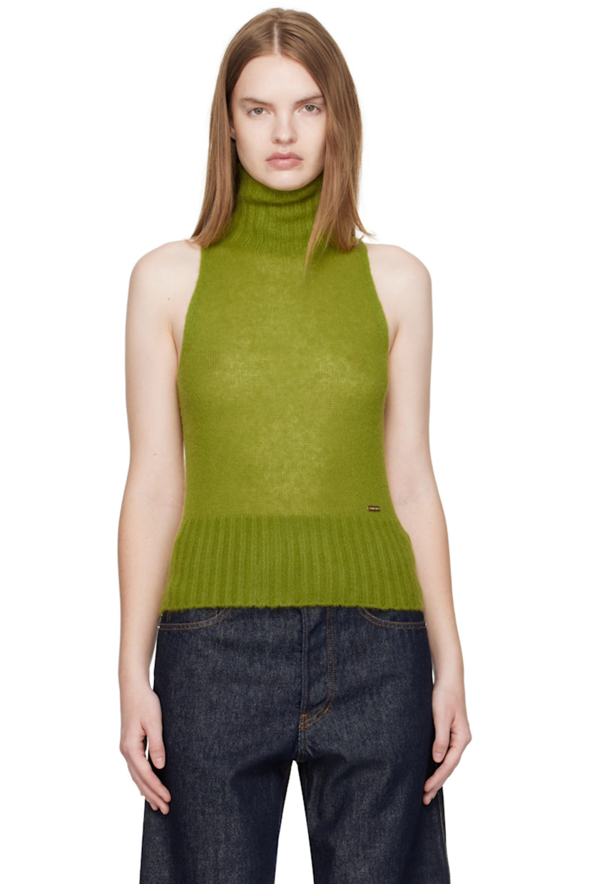 Knit cashmere- and silk-blend turtleneck.

· Rib-knit collar and hem
· Logo plaque at front

Supplier color: Acid green