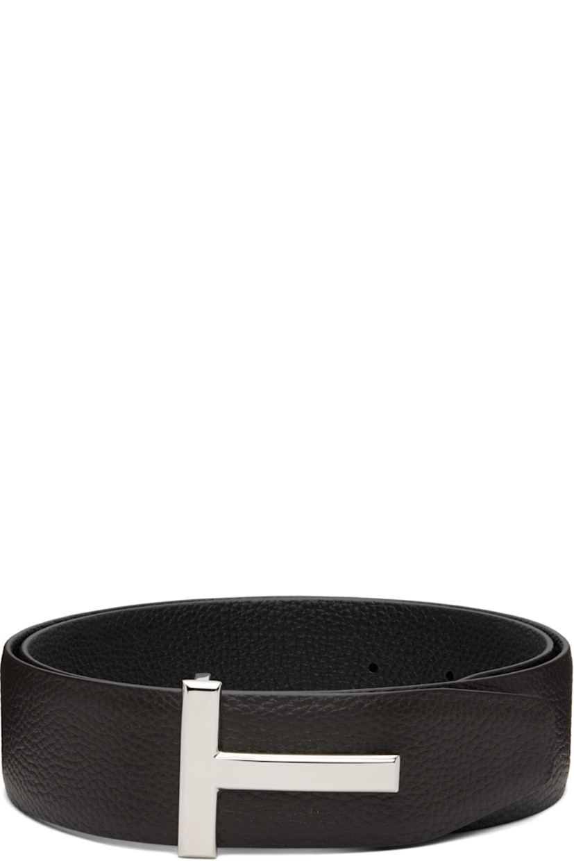 Reversible grained leather belt.

Reverse in black grained leather.

· Logo hardware at post-stud fastening
· W1.5"

Supplier color: Brown/Black