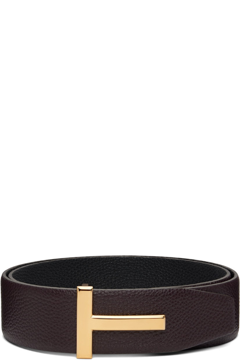 Reversible grained leather belt.

Reverse in black grained leather.

· Logo hardware at post-stud fastening
· W1.5"

Supplier color: Ox blood/Black