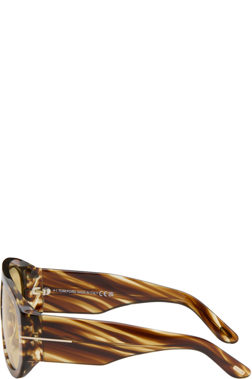 Aviator-style tortoiseshell acetate-frame sunglasses.

· Integrated nose pads
· Tinted yellow lenses with 100% UV protection
· Etched logo at single lens
· Logo hardware at hinges
· Logo hardware at temples
· Velvet case included
· Size: 60.12 140 

Supplier color: Shiny Striped Havana