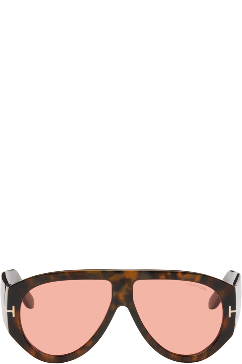 Aviator-style semi-transparent tortoiseshell acetate-frame sunglasses.

· Pink lenses
· Logo etched at lens
· 100% UVA/UVB protection
· Integrated nose pads
· Inset logo at hinges
· Inset logo plaque at temple tips
· Core wires
· Includes case
· Size: 60.12 140

Supplier color: Dark Havana/Bordeaux