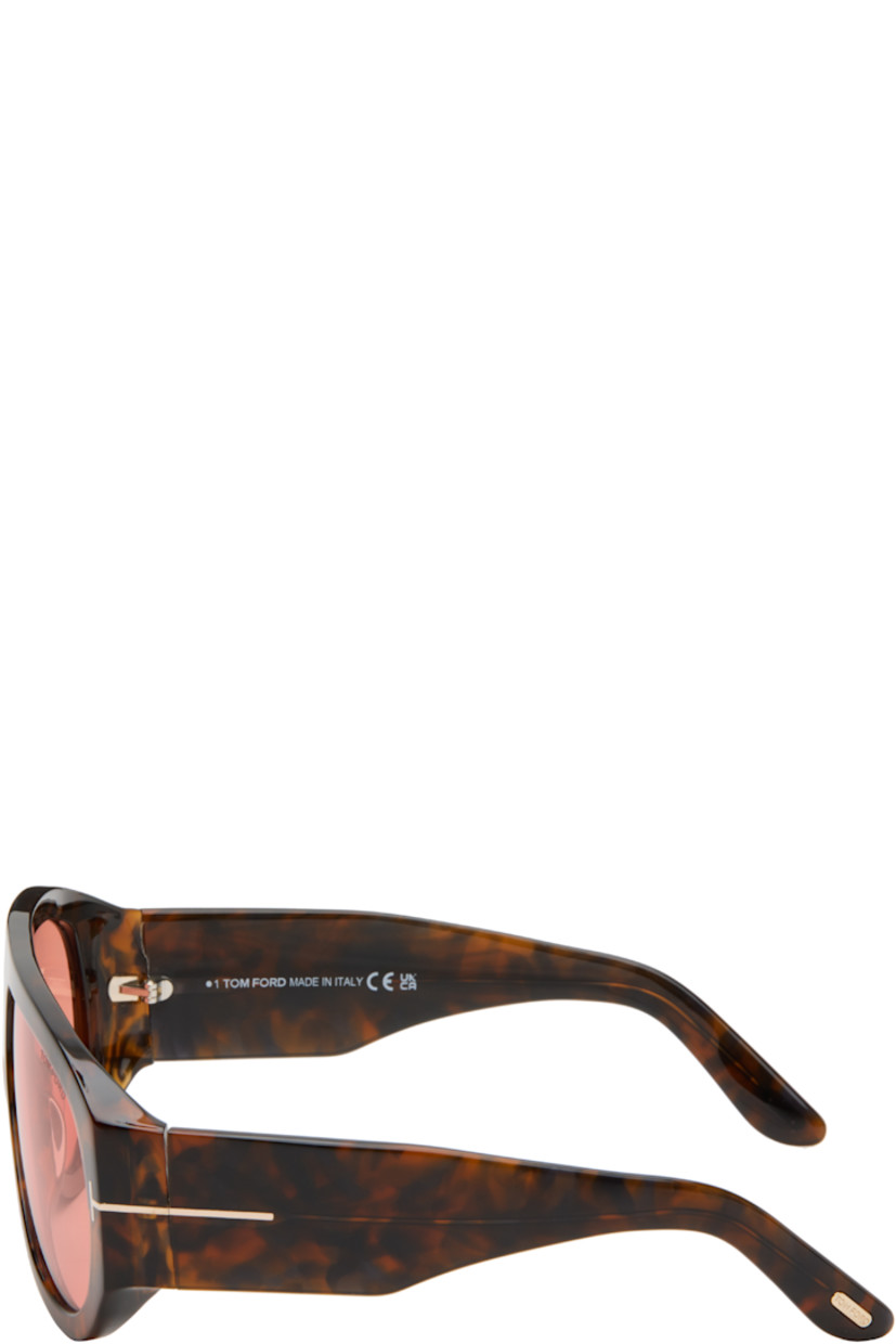 Aviator-style semi-transparent tortoiseshell acetate-frame sunglasses.

· Pink lenses
· Logo etched at lens
· 100% UVA/UVB protection
· Integrated nose pads
· Inset logo at hinges
· Inset logo plaque at temple tips
· Core wires
· Includes case
· Size: 60.12 140

Supplier color: Dark Havana/Bordeaux