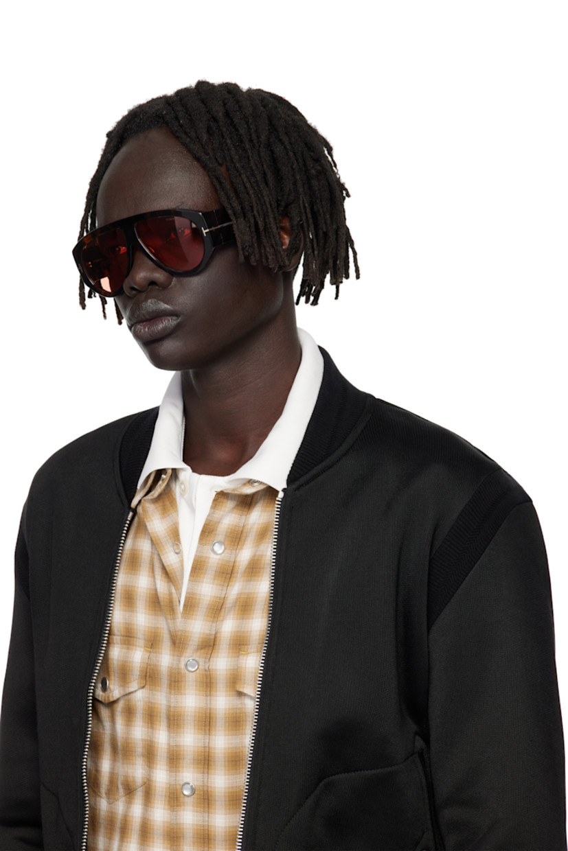 Aviator-style semi-transparent tortoiseshell acetate-frame sunglasses.

· Pink lenses
· Logo etched at lens
· 100% UVA/UVB protection
· Integrated nose pads
· Inset logo at hinges
· Inset logo plaque at temple tips
· Core wires
· Includes case
· Size: 60.12 140

Supplier color: Dark Havana/Bordeaux
