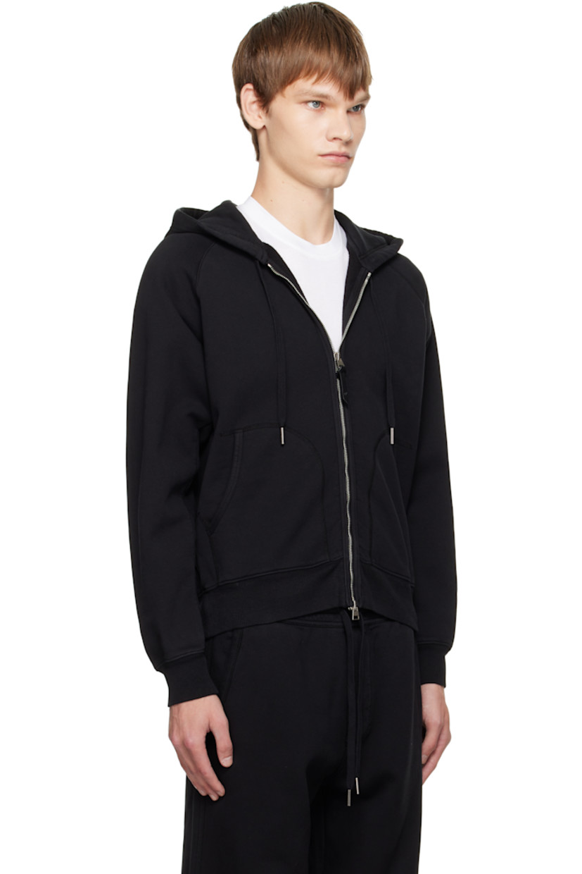 Cotton fleece hoodie. 

· Drawstring at hood
· Two-way zip closure
· Patch pockets at front
· Logo patch at front hem
· Rib-knit hem and cuffs
· Raglan sleeves
· Logo-engraved silver-tone hardware

Supplier color: Black
