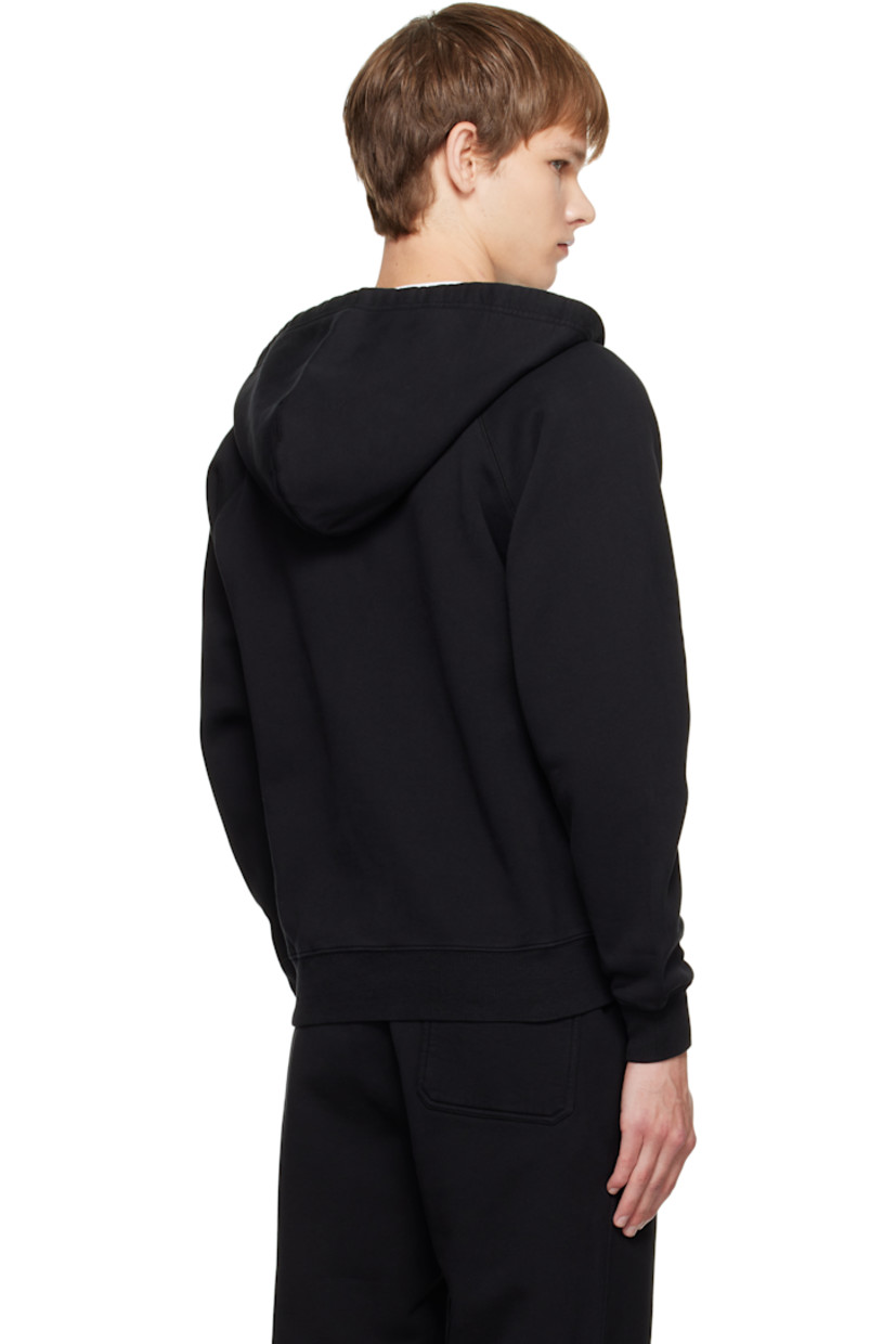 Cotton fleece hoodie. 

· Drawstring at hood
· Two-way zip closure
· Patch pockets at front
· Logo patch at front hem
· Rib-knit hem and cuffs
· Raglan sleeves
· Logo-engraved silver-tone hardware

Supplier color: Black