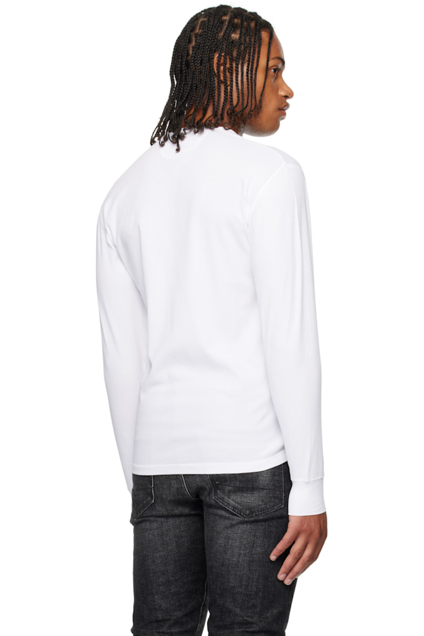 Stretch cotton ribbed jersey henley. 

· Crewneck
· Three-button placket
· Rib-knit cuffs

Supplier color: White