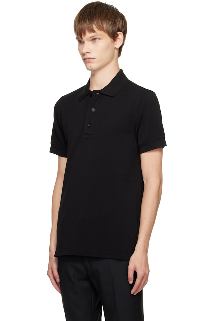 Lyocell- and cotton-blend piqué polo.

· Rib-knit spread collar and cuffs
· Three-button placket
· Logo embroidered at front hem 
· Tennis-tail hem

Supplier color: Black