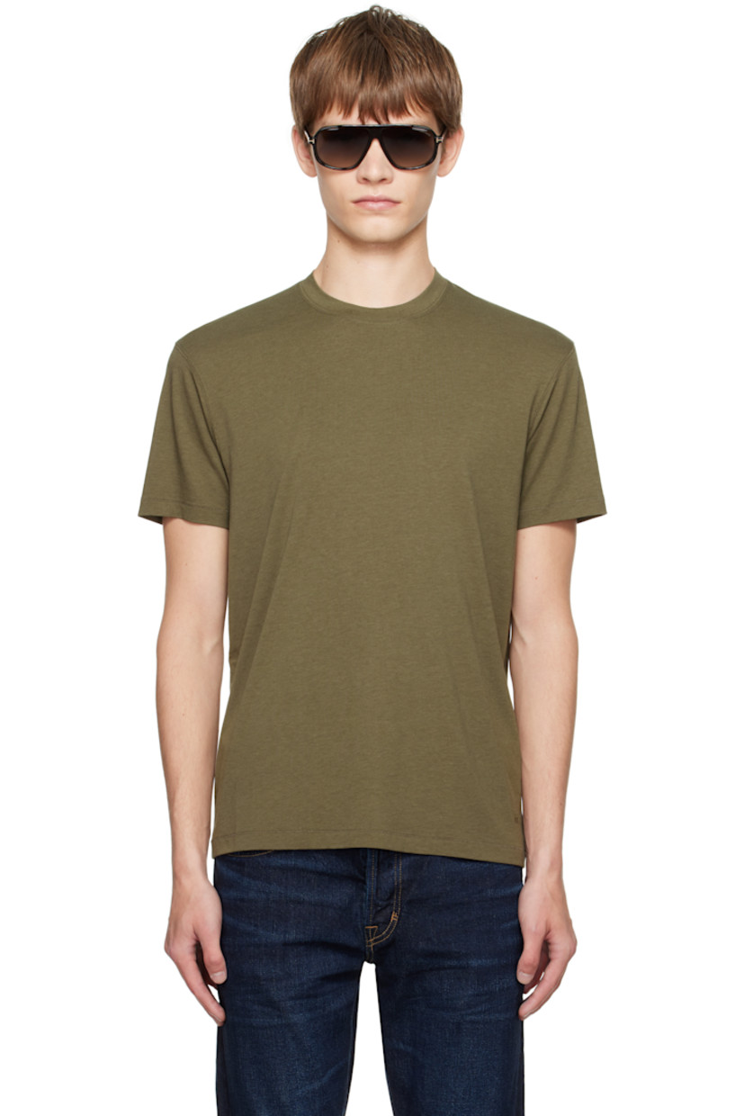 Lyocell- and cotton-blend jersey T-shirt.

· Rib-knit crewneck
· Logo embroidered at front hem

Supplier color: Dark military